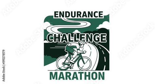 Endurance Challenge Marathon Cyclist Graphic Design Illustration