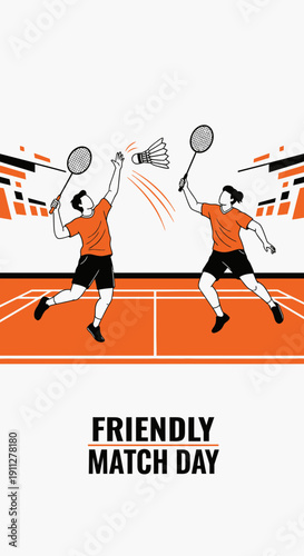 Energetic Badminton Players Competing in a Vibrant Stadium Arena Setting