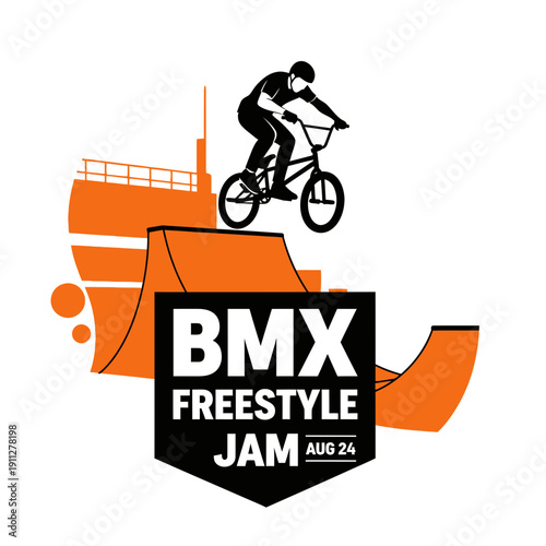 Energetic Bmx Rider Performing Extreme Freestyle Tricks on a Ramp