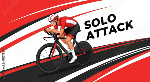 Energetic Cyclist Completing A Solo Race Attack Victory