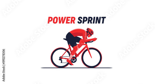 Energetic Cyclist In Dynamic Power Sprint Pose