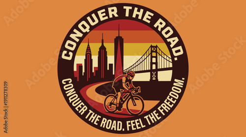 Conquer the Road Feel the Freedom Cycling in the Cityscape Vintage Style