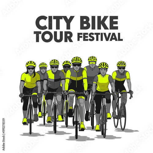 Energetic Cyclists Embrace Urban Bicycle Tour Festival Spirit