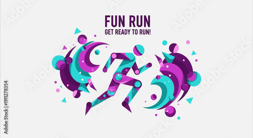 Energetic Fun Run With Abstract Shapes Vibrant Colors