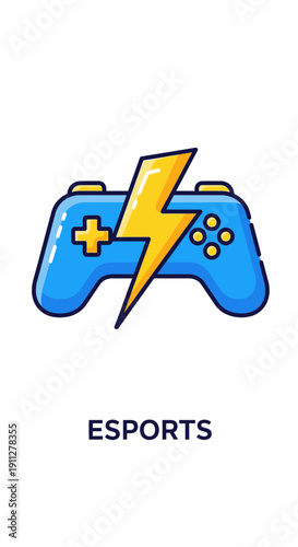 Energetic Gaming Controller With Lightning Bolt Symbol Illustrates Esports Power