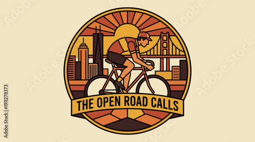 The Open Road Calls - Cyclist Riding Bicycle Through City Skyline Sunset