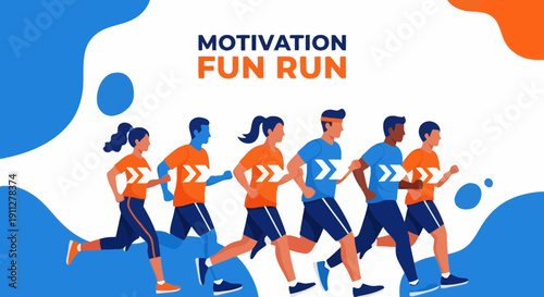 Energetic Fun Run Competition Diverse Group Running Together