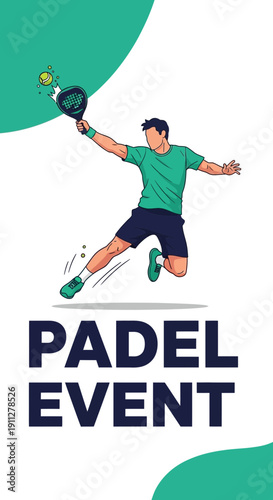Energetic Padel Player Dominating The Court In Dynamic Action Pose