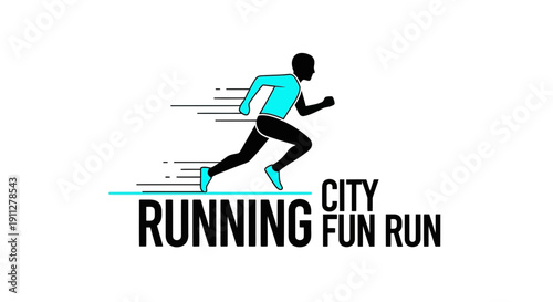 Energetic Runner In Motion Promoting City Fun Run And Athletic Performance Activities