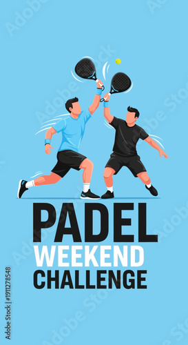 Energetic Padel Players Celebrating Victory Together In A Vibrant Sports Graphic