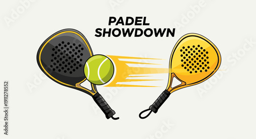 Energetic Padel Racket Duel Action Illustration