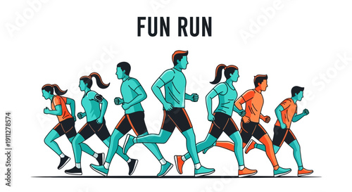 Energetic Runners: A Dynamic Illustration Showcasing Fun and Fitness for Everyone