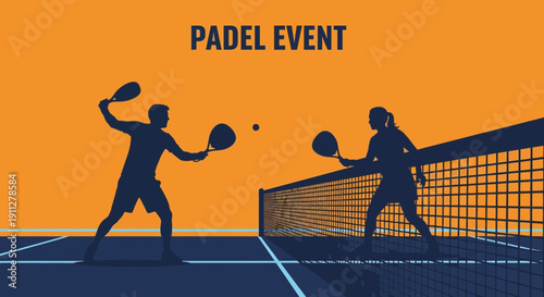 Energetic Padel Tennis Match Silhouettes On Court