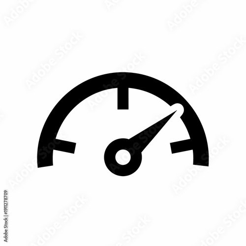 Speedometer Gauge Icon with Needle Indicating High Performance