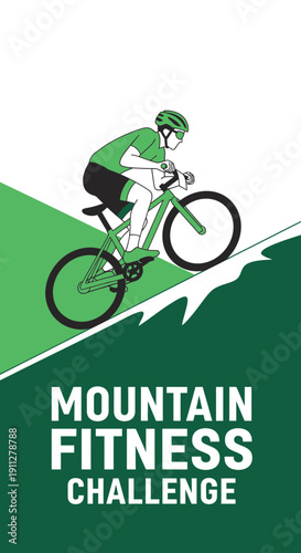 Enthusiastic Mountain Biker Conquers Steep Terrain During Outdoor Fitness Adventure