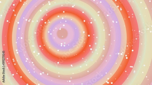 Vibrant concentric circles with white dots in pastel colors