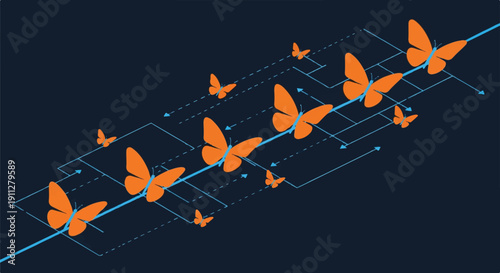 Seamless Sequential Data Flow Diagram: Modern Flat Design Process for AI and Technology Implementation Strategy