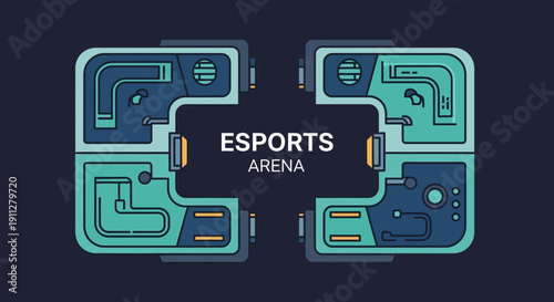 Esports Arena Graphic: Modern Abstract Design for Gaming Tournaments and Competitions