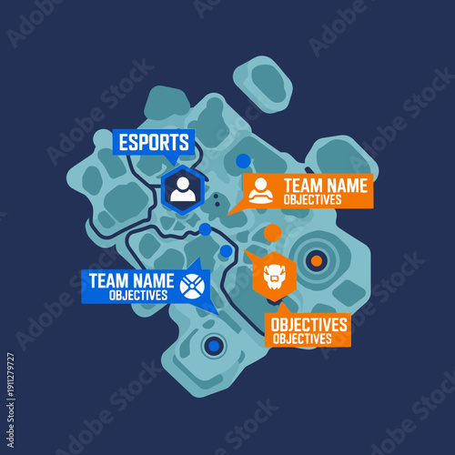 Esports Arena Strategy Map Showing Team Objectives