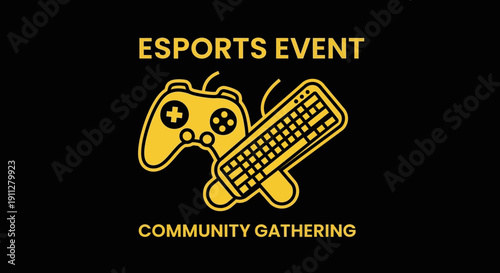 Esports Gathering: Community Event Featuring Controllers And Keyboards On A Black Backdrop
