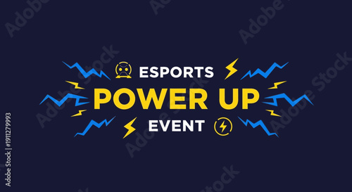 Esports Power Up Event Digital Graphic With Lightning Accents