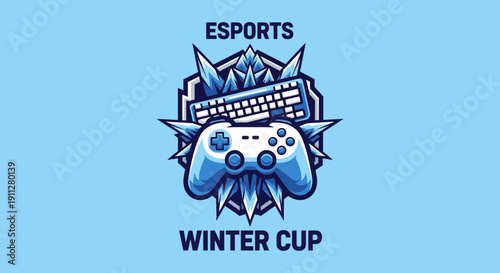 Esports Winter Cup Gaming Championship Emblem With Controller