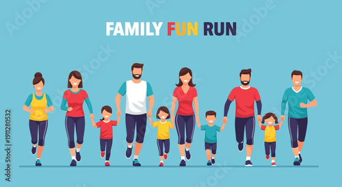 Family Fun Run Event Encouraging Outdoor Activity And Healthy Lifestyles