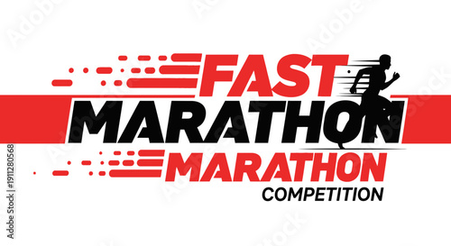 Fast Marathon Race Silhouette Emblem Design for Athletic Competition Event Celebration
