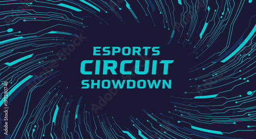 Futuristic Esports Circuit Showdown Digital Circuit Board Design
