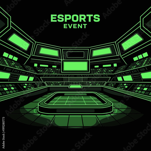 Futuristic Neon Esports Arena For Competitive Gaming Tournaments
