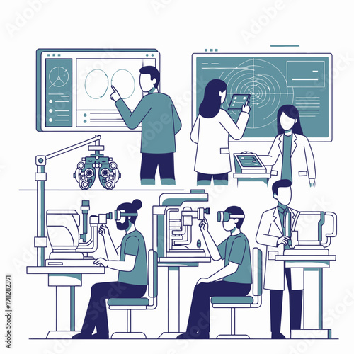 Medical Research Laboratory with Doctors and Technicians Using Advanced Equipment
