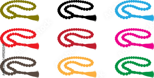 Colorful abstract curved lines in a grid formation with six variations each