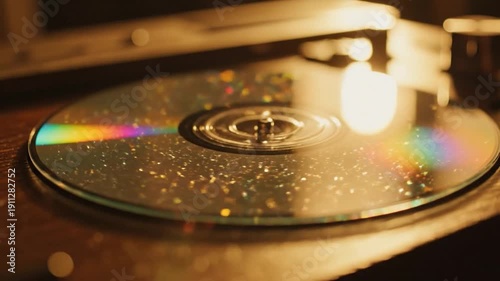 Close-up of shiny compact disc. Vintage Compact Disc Player. Portable CD Player Retro Style. 90s Nostalgia Music Device. Classic Audio Technology Gadget. cd player video. Music storage