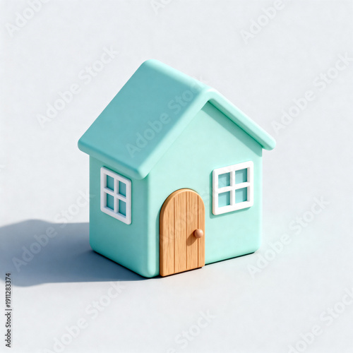 Wallpaper Mural パステルカラーのかわいいアイソメ小さな家3Dオブジェクト Torontodigital.ca