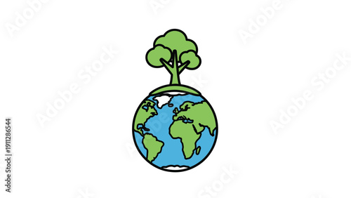 Earth Globe with Tree Growing Out.