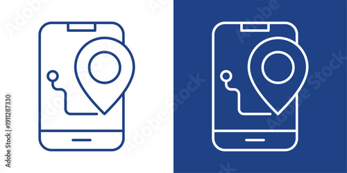 Gps Blue And White Icon Style Collection