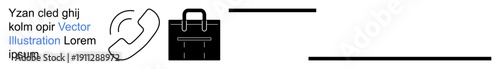 Corporate communication, professional services, work tools, client interactions, remote work, team management. Minimalist phone and briefcase icons. s corporate communication and professional
