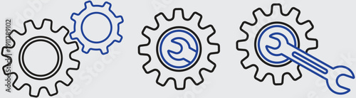 gear and wrench, symbolizing tools, repair, engineering, and mechanical services, suitable for business, construction, and technical design