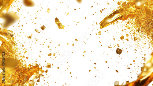 A luxurious gold explosion on a transparent black background