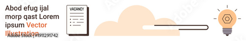 Technology, innovation, job search, progress, cloud services, creative ideas. Document labeled vacancy, progress bar cloud and light bulb. Technology and innovation