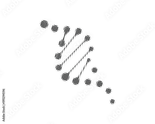 Abstract DNA helix structure made of black halftone dots