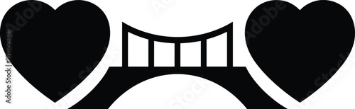 Heart shapes with bridge silhouette symbolizing love connection unity relationship romance partnership emotional bond support conceptual vector illustration