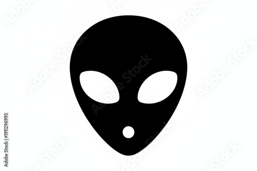 Mysterious Alien Encounter: A minimalist silhouette of an extraterrestrial being, its oval head and large, almond-shaped eyes gazing into the unknown.