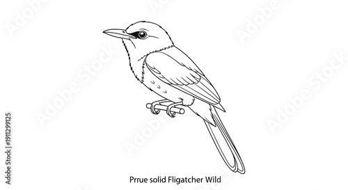 A simple line drawing of a bird perched with its head turned to the left.