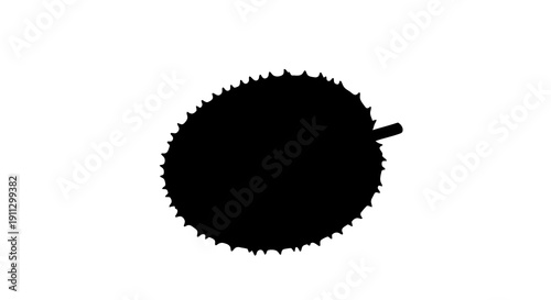A black silhouette of a spiky object on a white background is visible.