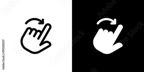 Rotate icon concept with flat Black White Background. Vector illustration.