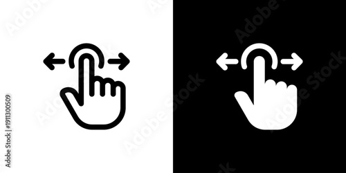 Swipe icon concept with flat Black White Background. Vector illustration.