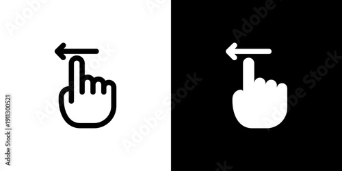 Swipe Left icon concept with flat Black White Background. Vector illustration.