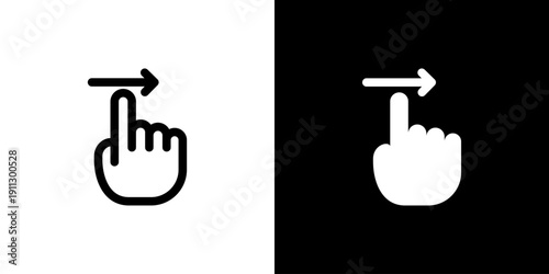 Swipe Right icon concept with flat Black White Background. Vector illustration.