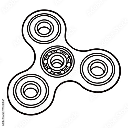 Fidget Spinner Icon Silhouette – Stress Relief Toy Line Art Illustration for Kids & Office Use